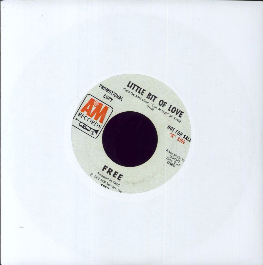 Free A Little Bit Of Love US 7" vinyl single (7 inch record / 45) 1352