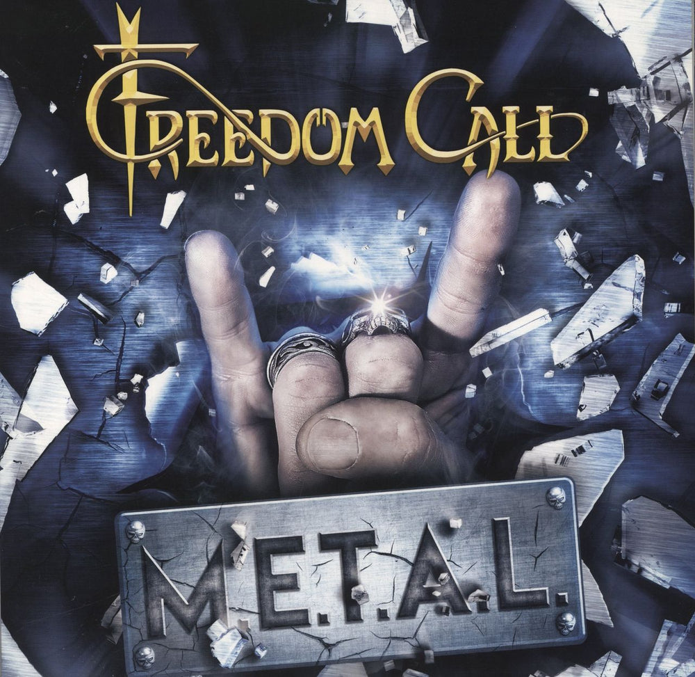 Freedom Call M.E.T.A.L. - Blue/Black Marbled Vinyl UK 2-LP vinyl record set (Double LP Album) SPV2892412LP