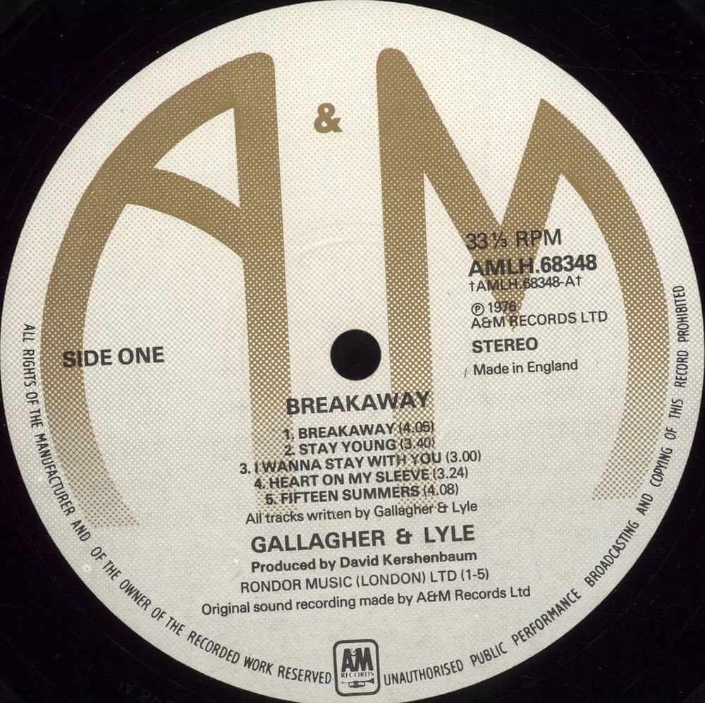 Gallagher And Lyle Breakaway UK vinyl LP album (LP record) G&LLPBR704113