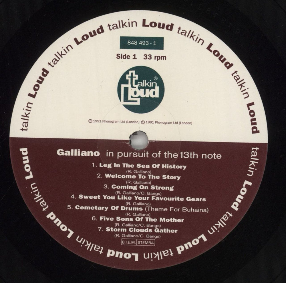 Galliano In Pursuit Of The 13th Note UK vinyl LP album (LP record) GLLLPIN542427