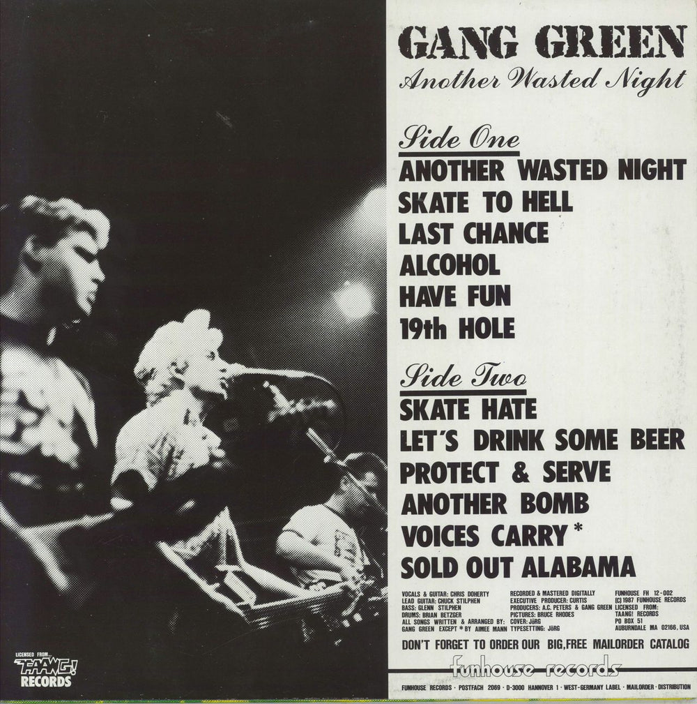 Gang Green Another Wasted Night German vinyl LP album (LP record)