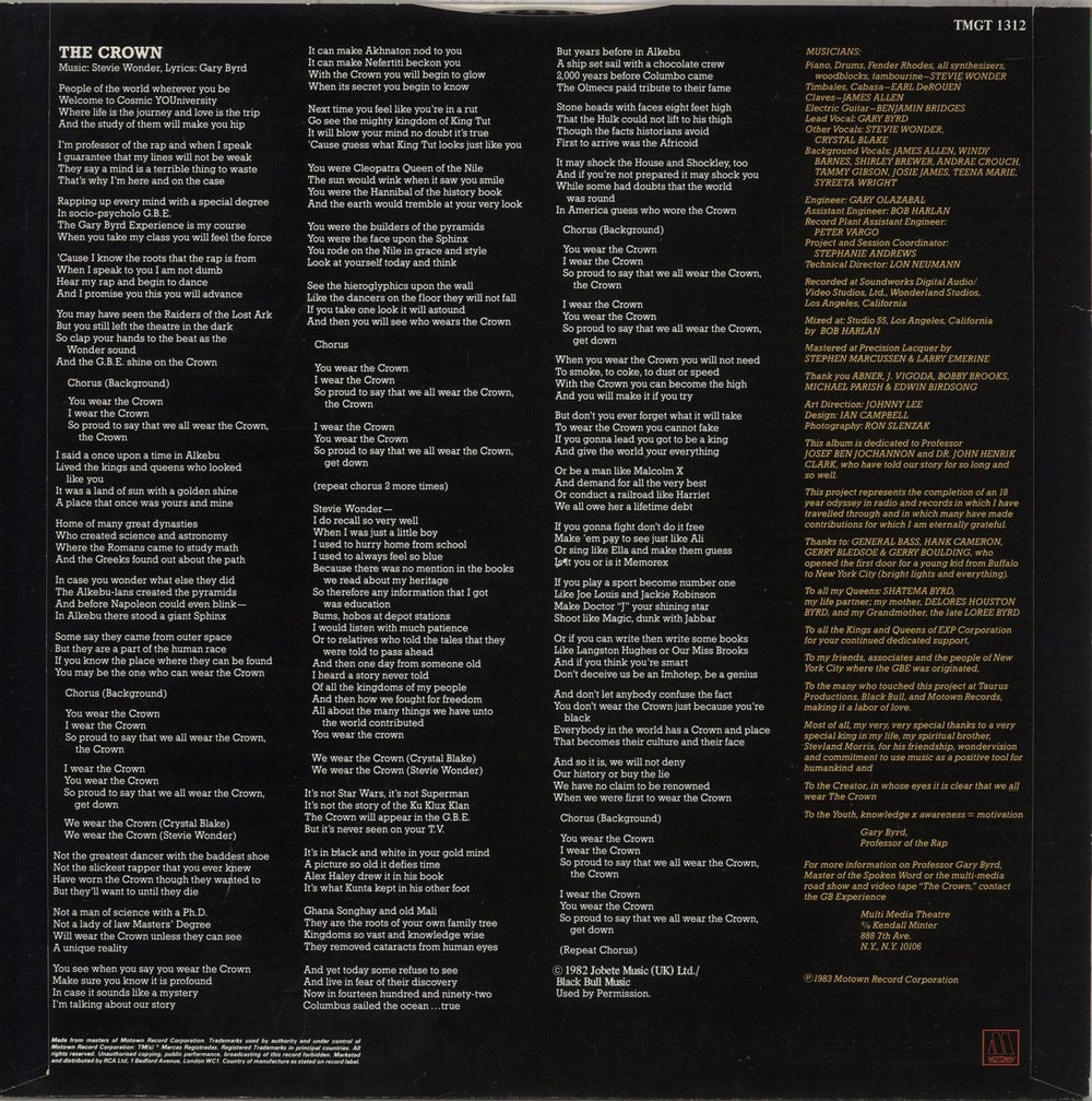 Gary Byrd The Crown + p/s UK 12" vinyl single (12 inch record / Maxi-single)