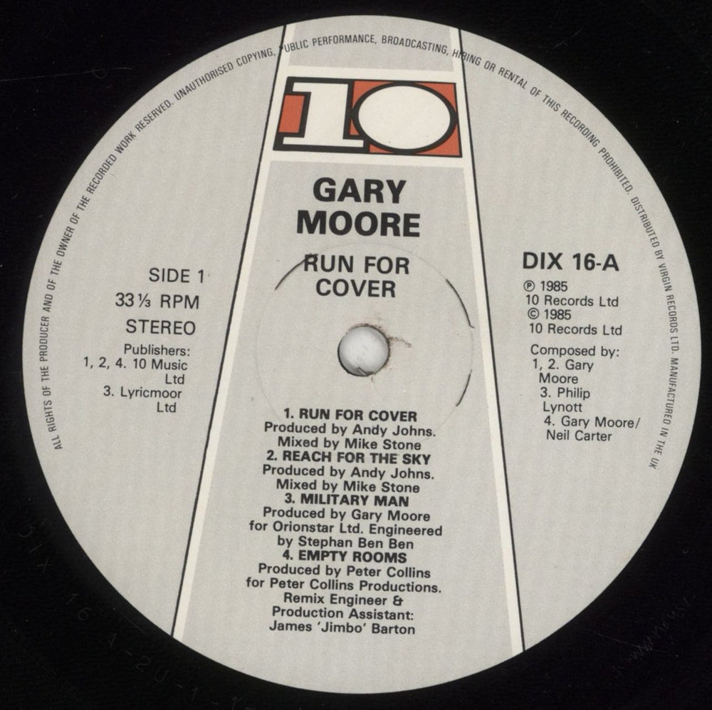 Gary Moore Run For Cover - Stickered Sleeve UK vinyl LP album (LP record) MOOLPRU715305