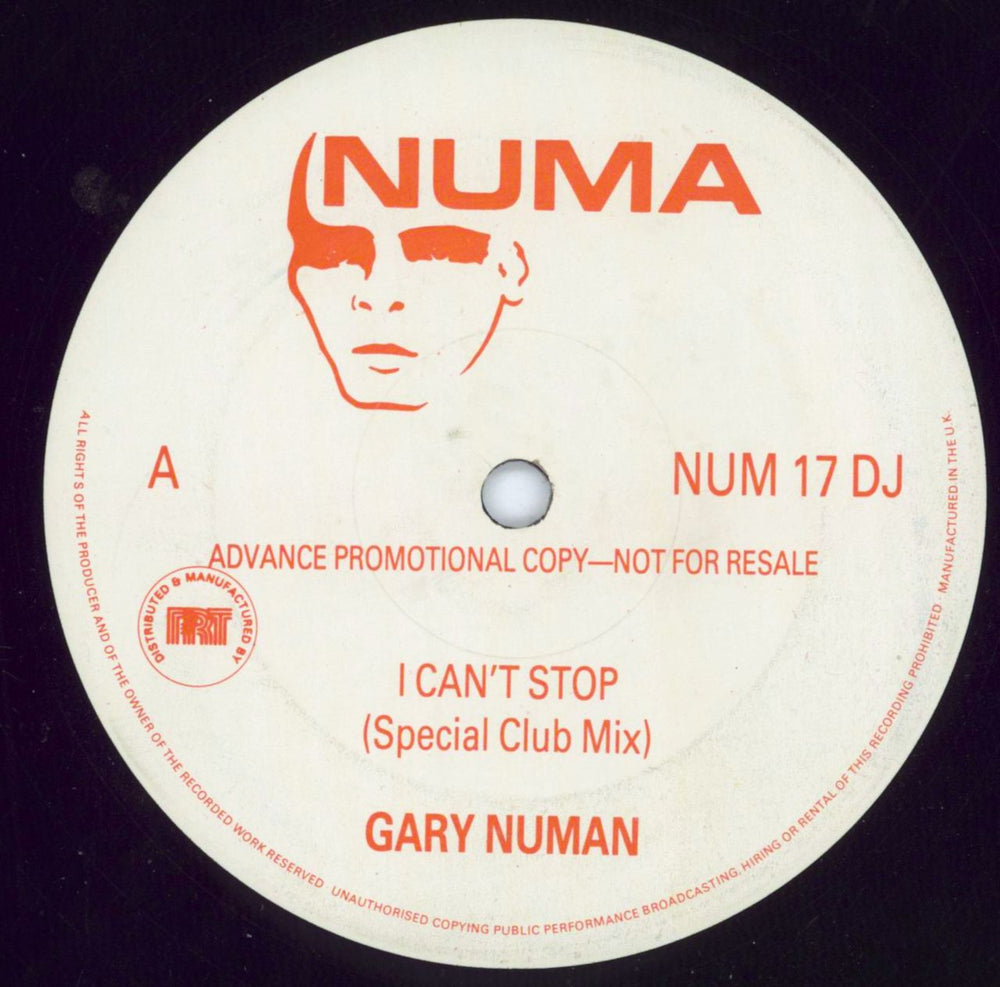 Gary Numan I Can't Stop - Special Club Mix UK Promo 12" vinyl single (12 inch record / Maxi-single) NUM17DJ