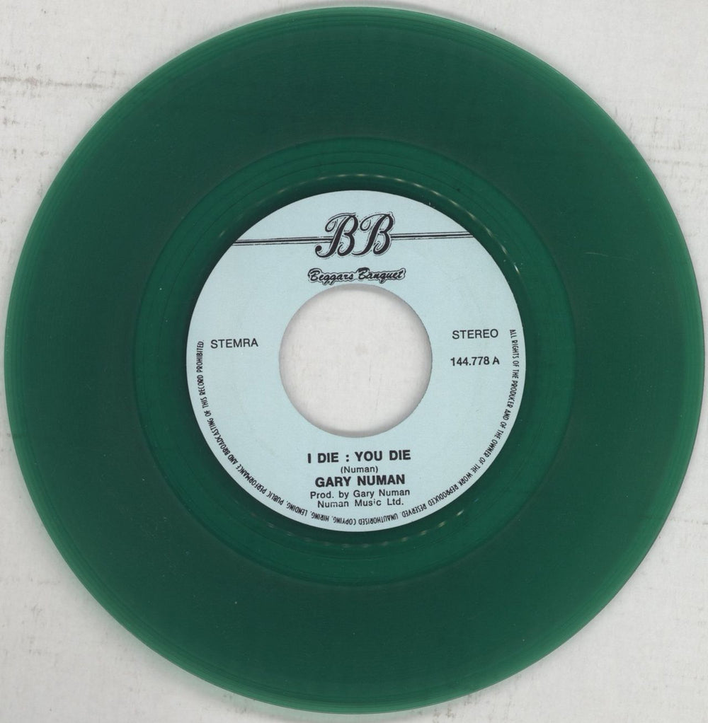 Gary Numan I Die You Die - Dark Green Vinyl Dutch 7" vinyl single (7 inch record / 45) NUM07ID32807