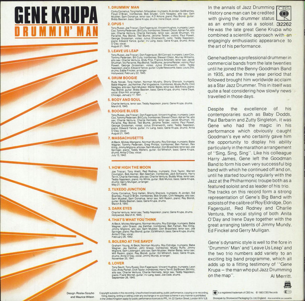 Gene Krupa Drummin' Man UK vinyl LP album (LP record)