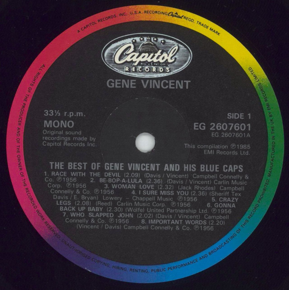 Gene Vincent The Best Of Gene Vincent And His Blue Caps - EX UK vinyl LP album (LP record) GNVLPTH405224