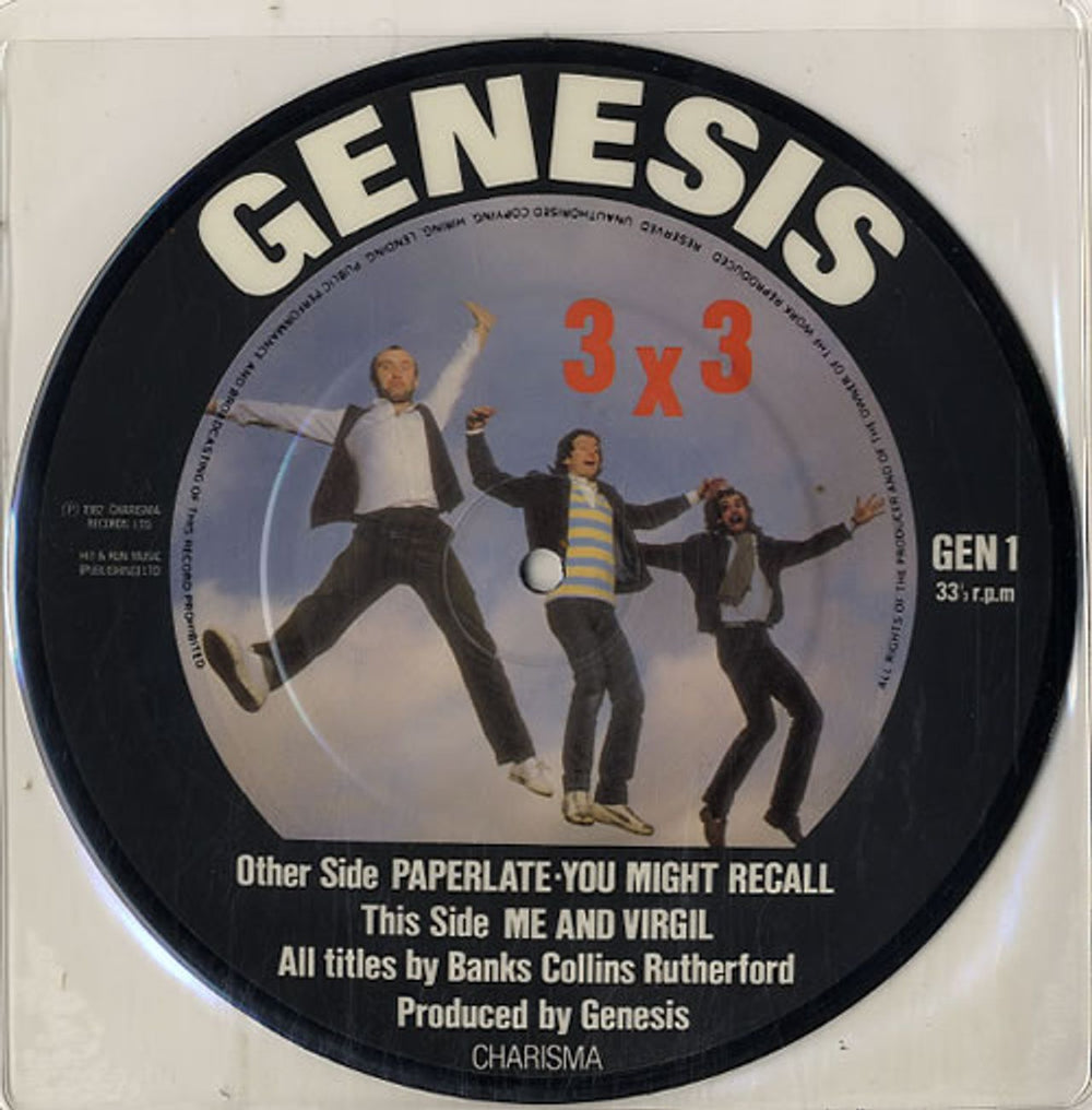 Genesis 3 x 3 EP UK 7" vinyl picture disc (7 inch picture disc single) GEN1