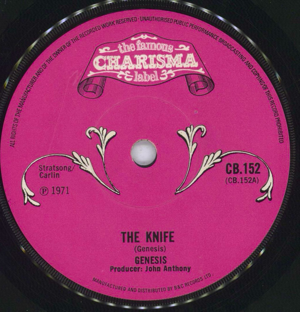 Genesis The Knife UK 7" vinyl single (7 inch record / 45) GEN07TH159014