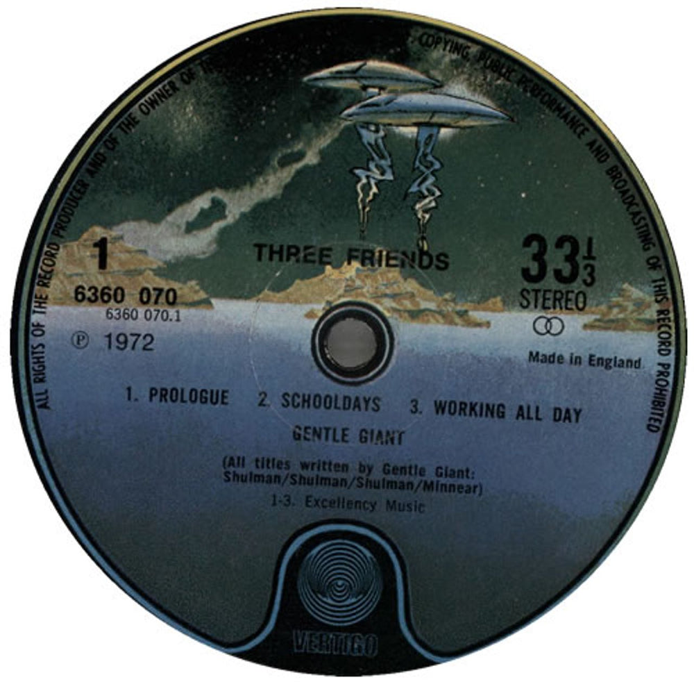 Gentle Giant Three Friends - 3rd - EX UK vinyl LP album (LP record) GTLLPTH581281