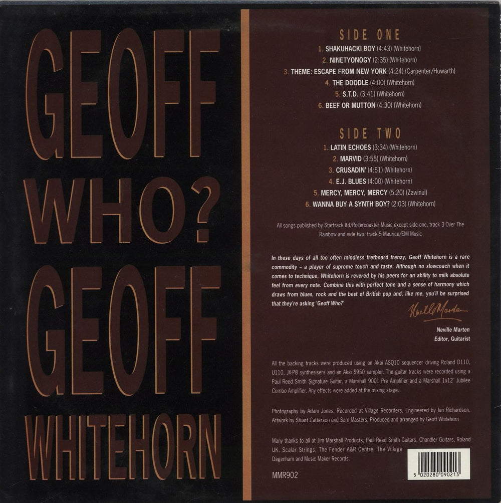 Geoff Whitehorn Geoff Who? US vinyl LP album (LP record) 5020280090213
