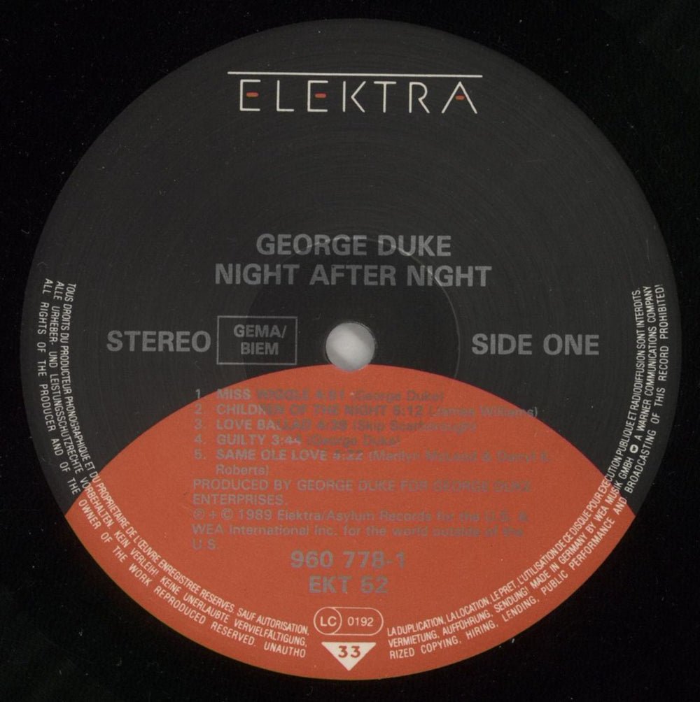 George Duke Night After Night German vinyl LP album (LP record) GA9LPNI756335