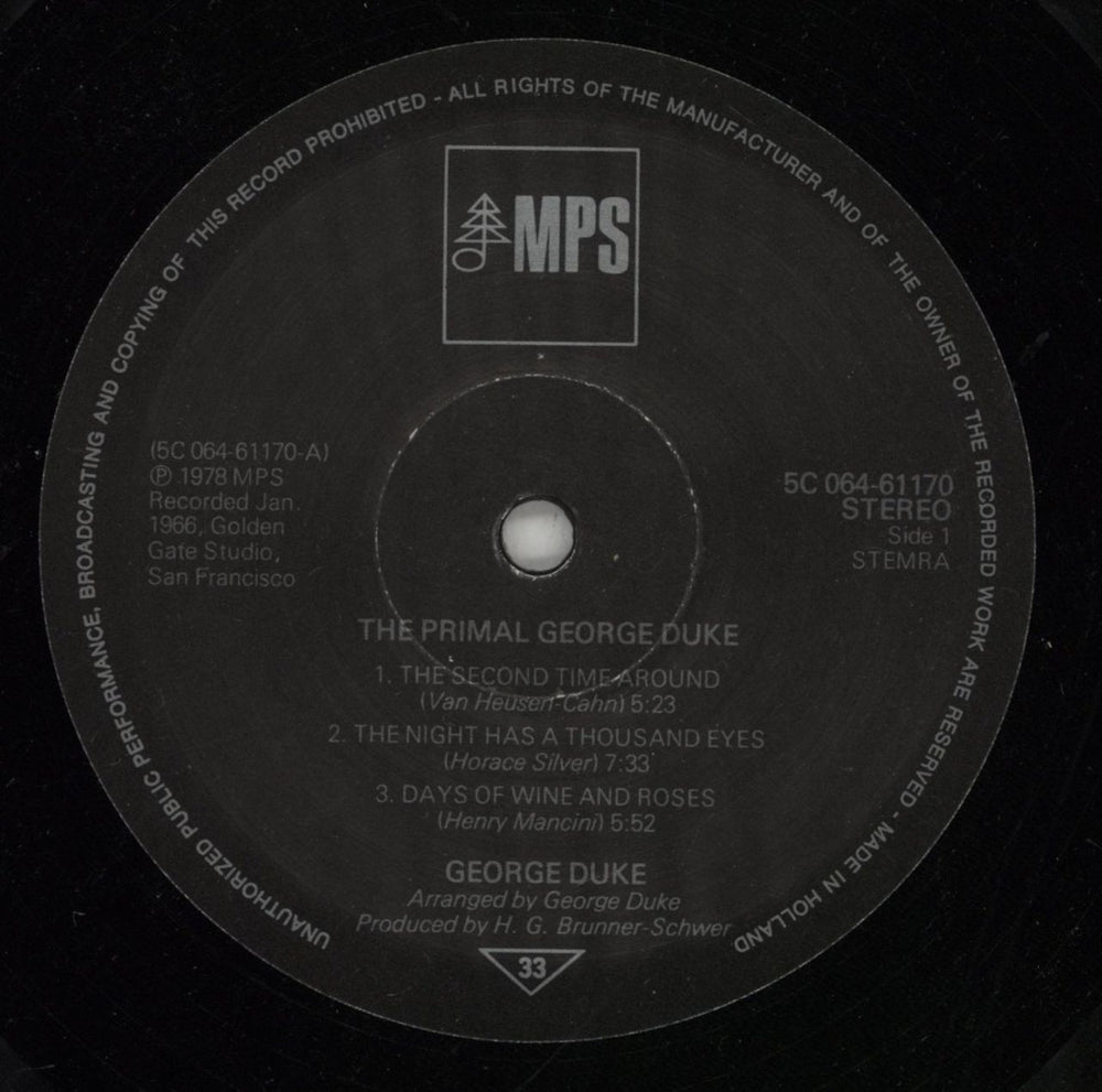 George Duke The Primal George Duke Dutch vinyl LP album (LP record) GA9LPTH870680