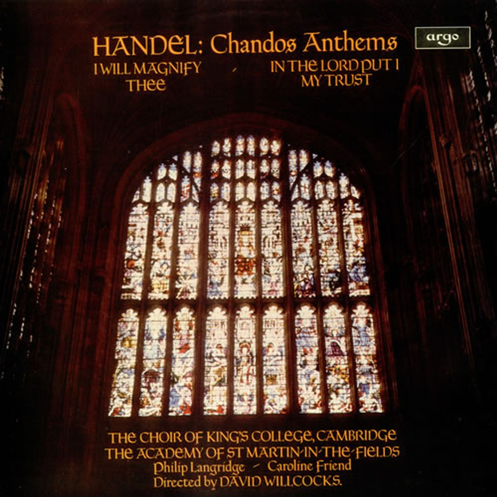 George Frideric Handel Chandos Anthems UK vinyl LP album (LP record) ZRG766