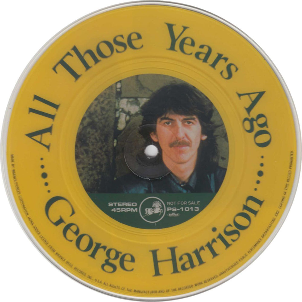 George Harrison All Those Years Ago Japanese Promo 7" vinyl picture disc (7 inch picture disc single) PS-1013