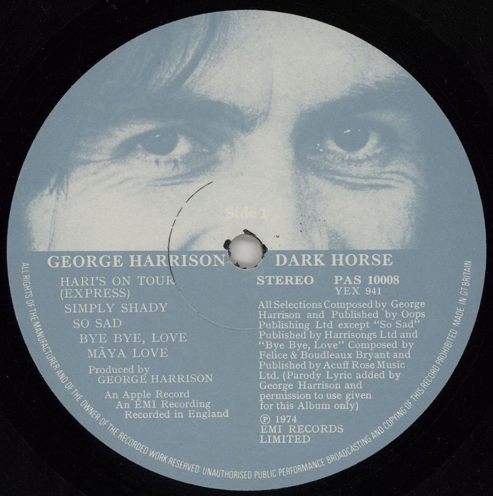 George Harrison Dark Horse - Complete - EX UK vinyl LP album (LP record) GHALPDA756503