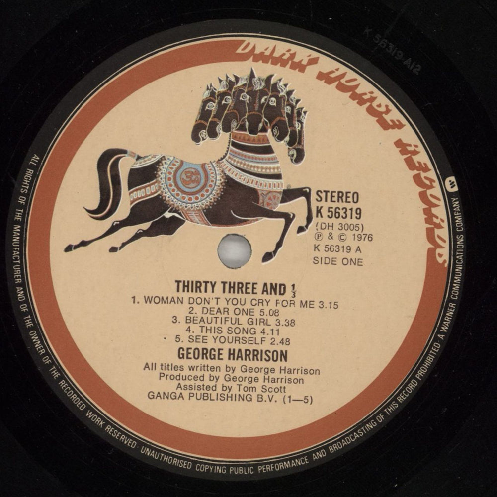 George Harrison Thirty Three & 1/3 - EX UK vinyl LP album (LP record) GHALPTH568792