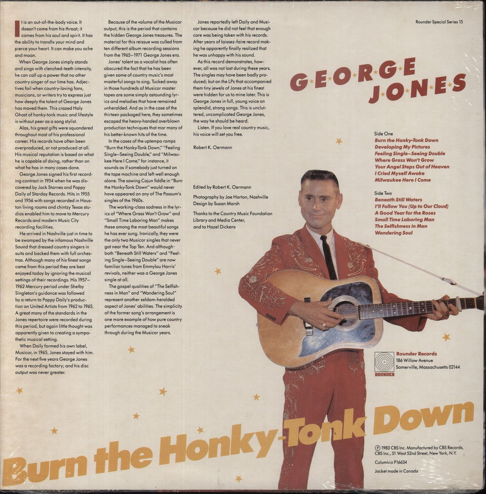 George Jones Burn The Honky-Tonk Down US vinyl LP album (LP record)