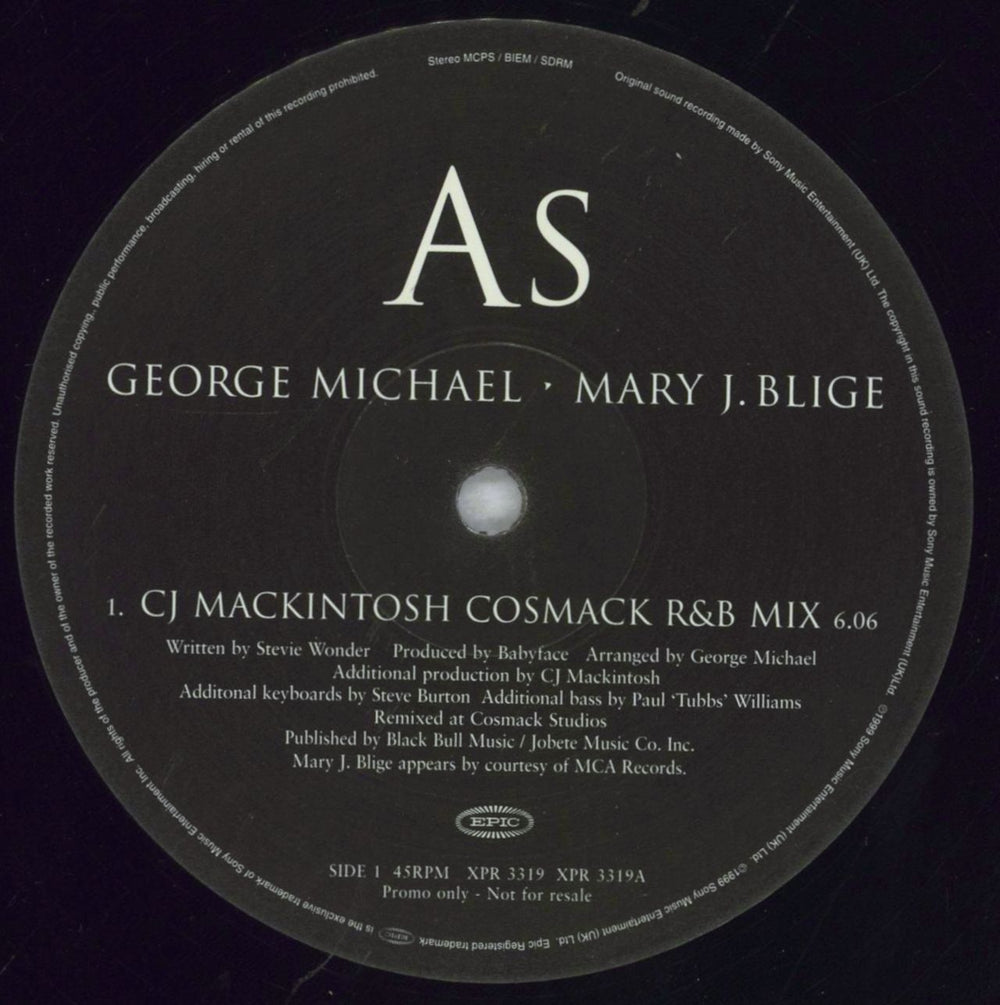 George Michael As - CJ Mackintosh Mixes UK Promo 12" vinyl single (12 inch record / Maxi-single) GEO12AS132522