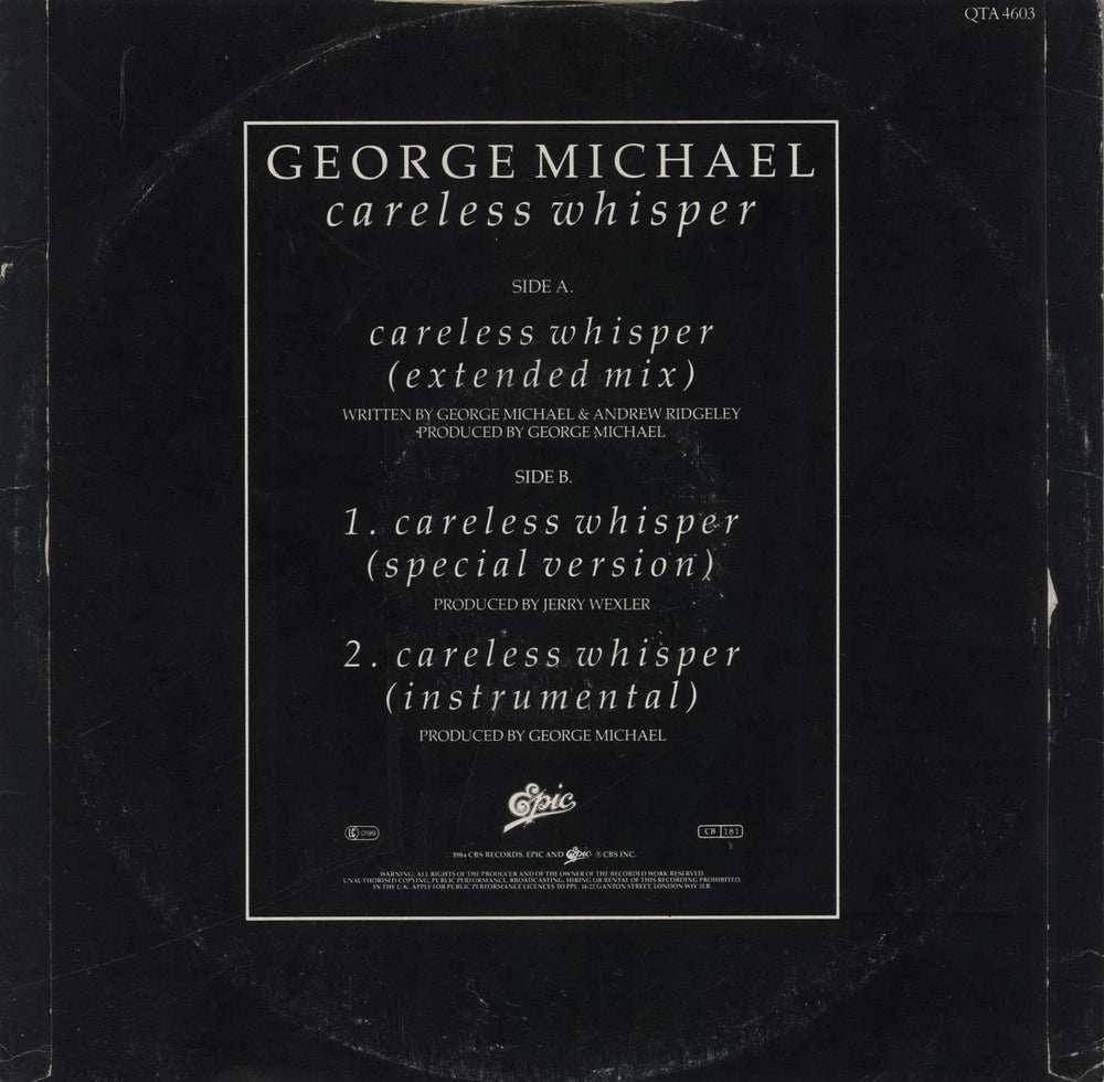 George Michael Careless Whisper Special Edition - VG UK 12" vinyl single (12 inch record / Maxi-single)