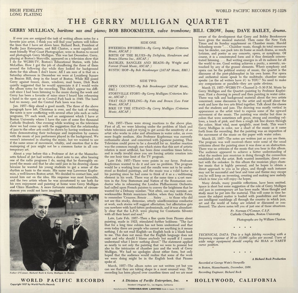 Gerry Mulligan The Gerry Mulligan Quartet At Storyville Japanese vinyl LP album (LP record) 4988006666405