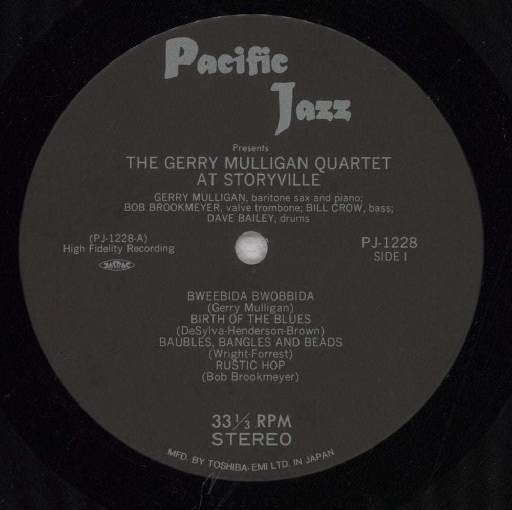 Gerry Mulligan The Gerry Mulligan Quartet At Storyville Japanese vinyl LP album (LP record) GAJLPTH847326