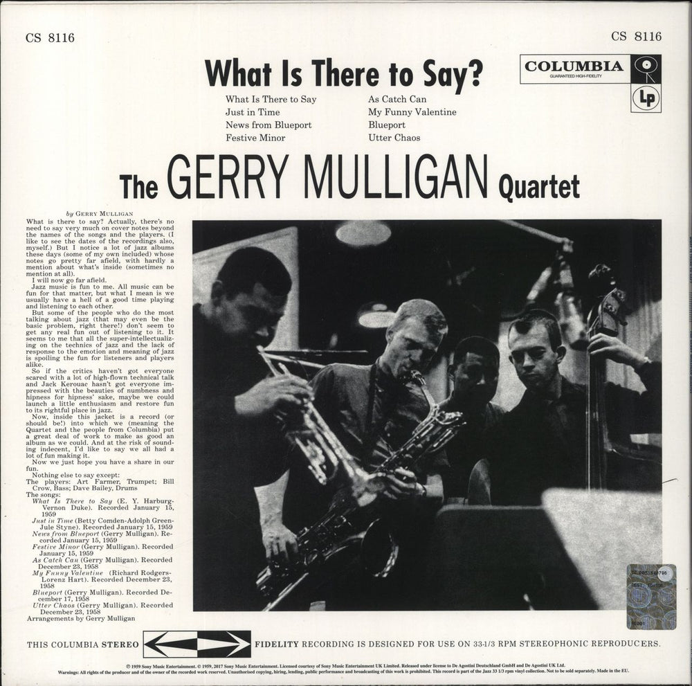 Gerry Mulligan What Is There To Say? - 180gm Vinyl UK vinyl LP album (LP record)