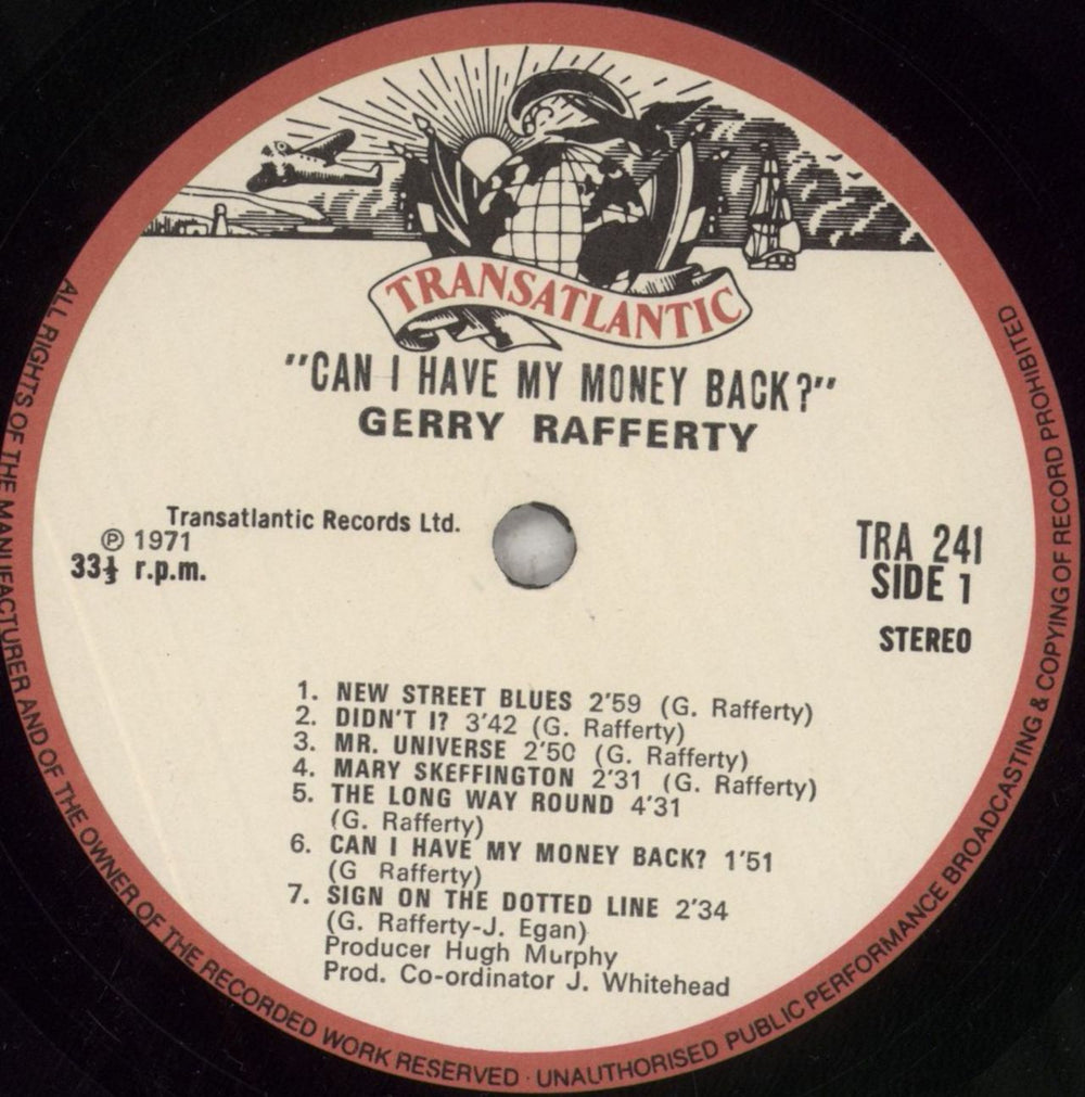 Gerry Rafferty Can I Have My Money Back ? UK vinyl LP album (LP record) GERLPCA230653