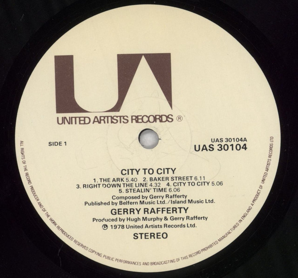 Gerry Rafferty City To City - EX UK vinyl LP album (LP record) GERLPCI228749