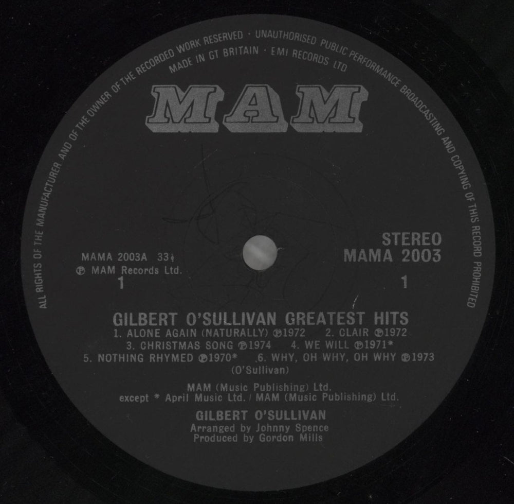 Gilbert O'Sullivan Greatest Hits UK vinyl LP album (LP record) GOSLPGR683758