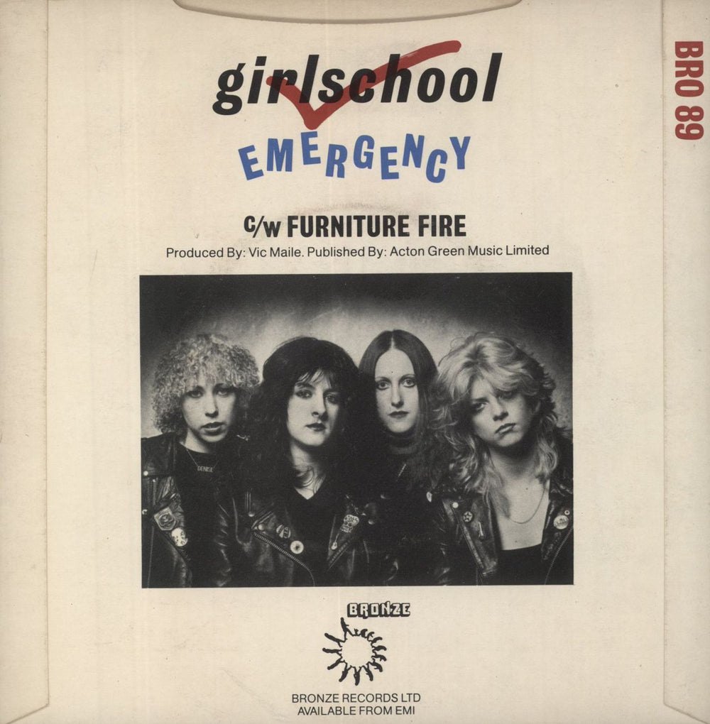 Girlschool Emergency + p/s UK 7" vinyl single (7 inch record / 45)