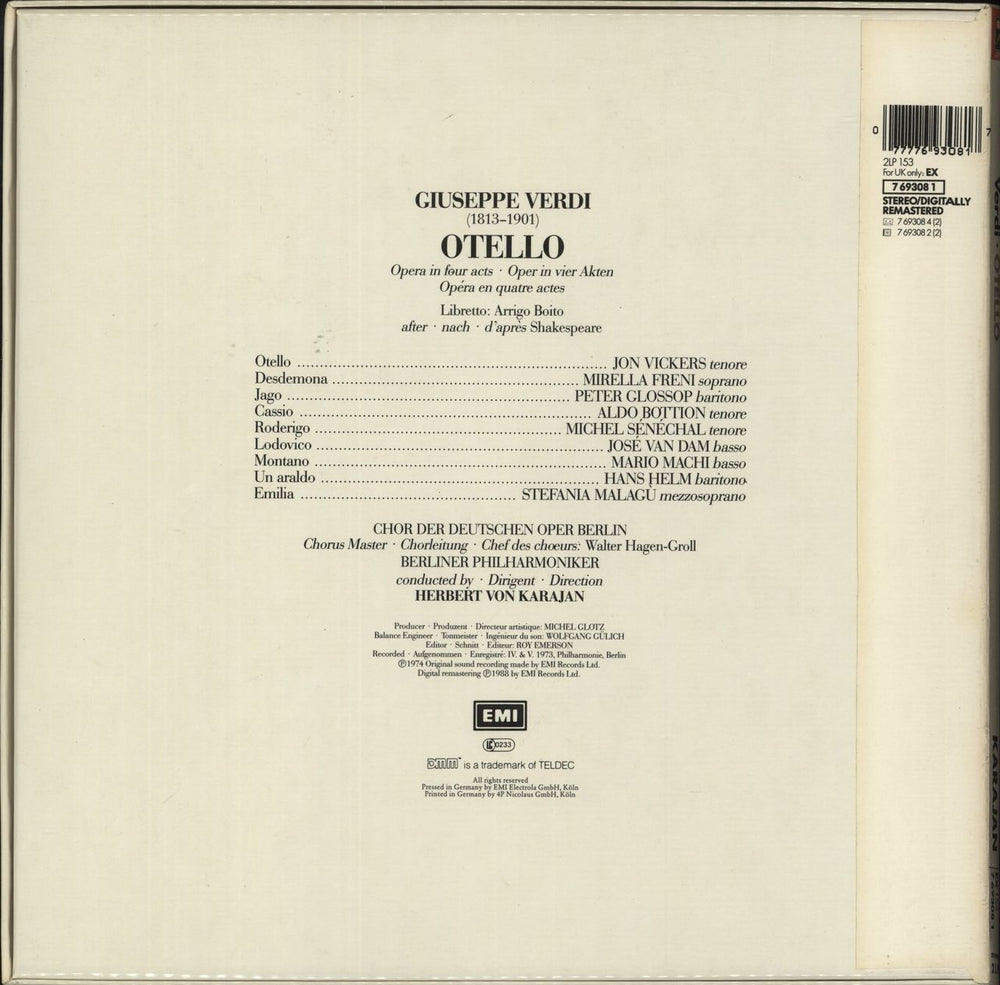 Giuseppe Verdi Verdi: Otello German Vinyl Box Set 077776930817