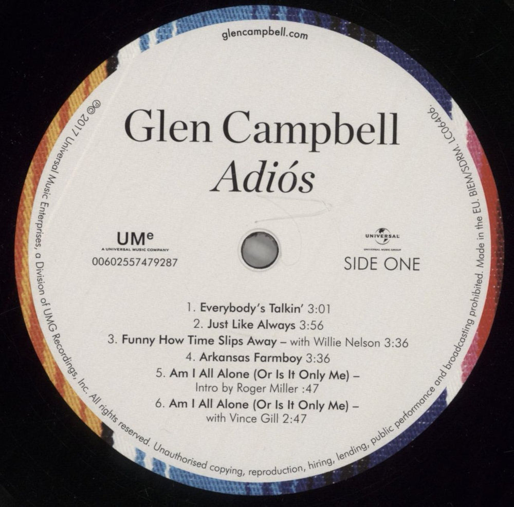 Glen Campbell Adiós UK vinyl LP album (LP record) GLCLPAD859535