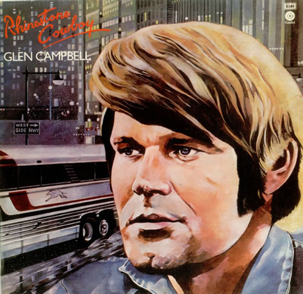 Glen Campbell Rhinestone Cowboy UK vinyl LP album (LP record) E-SW11430