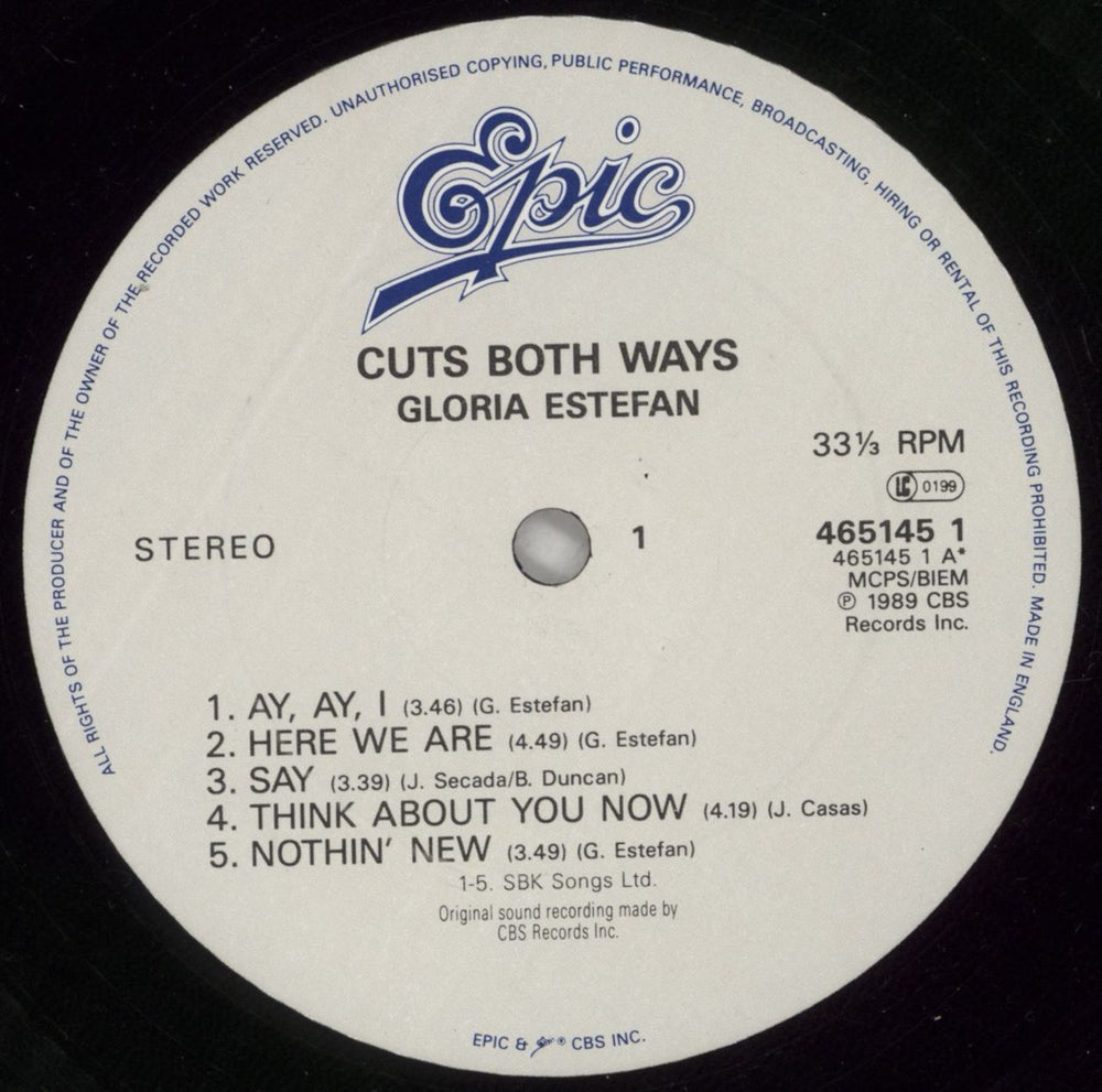 Gloria Estefan Cuts Both Ways UK vinyl LP album (LP record) ESTLPCU251171