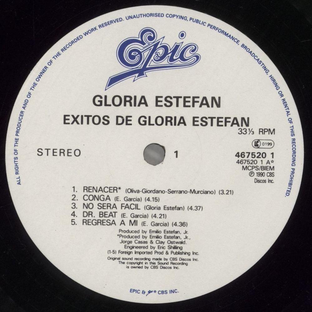 Gloria Estefan Exitos De Gloria Estefan UK vinyl LP album (LP record) ESTLPEX412828