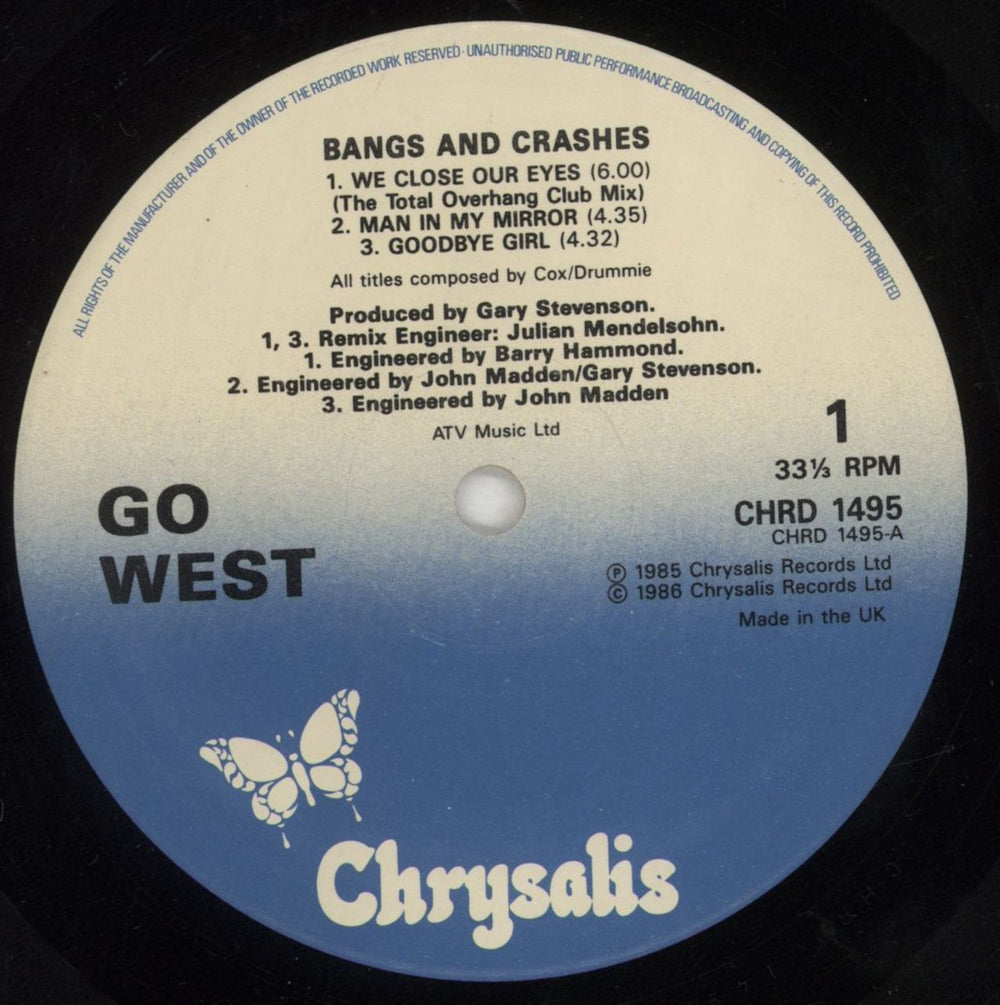 Go West Bangs & Crashes UK 2-LP vinyl record set (Double LP Album) GOW2LBA852596