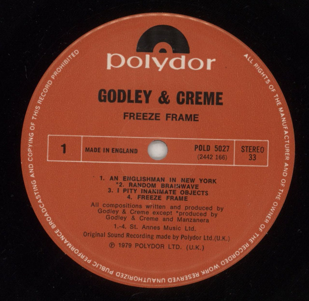 Godley & Creme Freeze Frame UK vinyl LP album (LP record) G&CLPFR658656