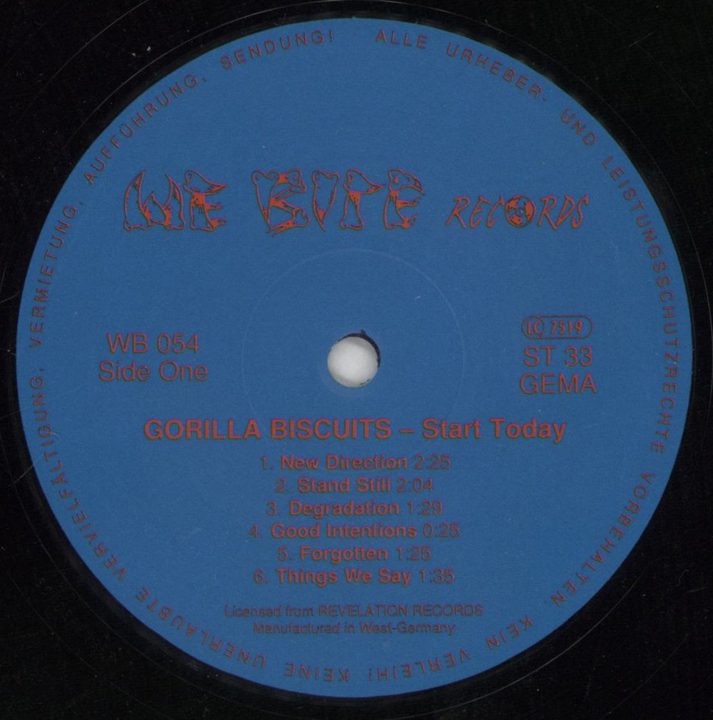 Gorilla Biscuits Start Today German vinyl LP album (LP record) IQ3LPST651844