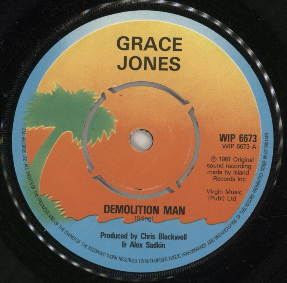 Grace Jones Demolition Man UK 7" vinyl single (7 inch record / 45) GJO07DE182562