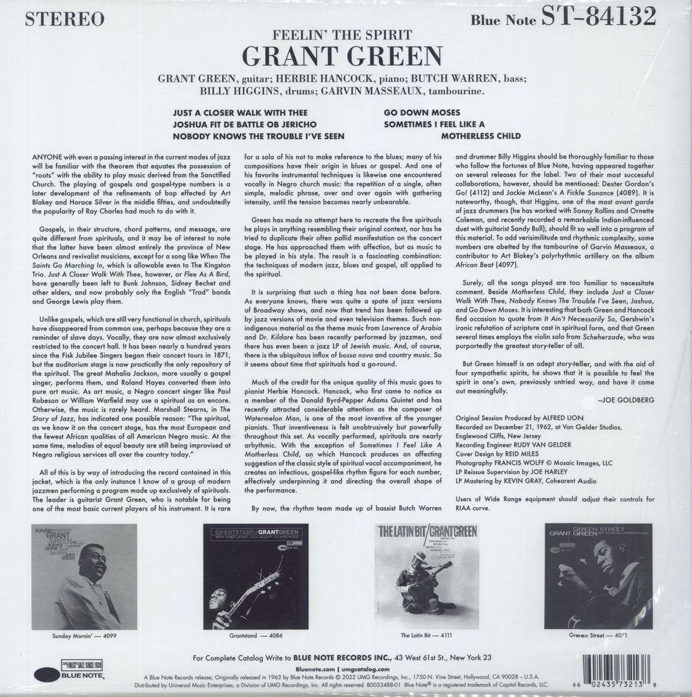 Grant Green Feelin' The Spirit - Tone Poet Series 180 Gram - Sealed US vinyl LP album (LP record) 602435732138