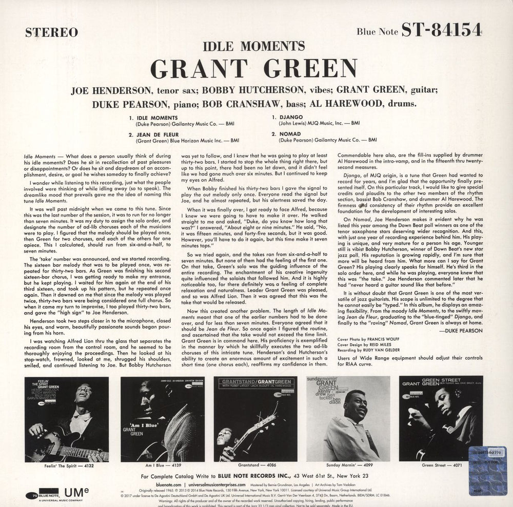 Grant Green Idle Moments - 180gm Vinyl + Booklet UK vinyl LP album (LP record)