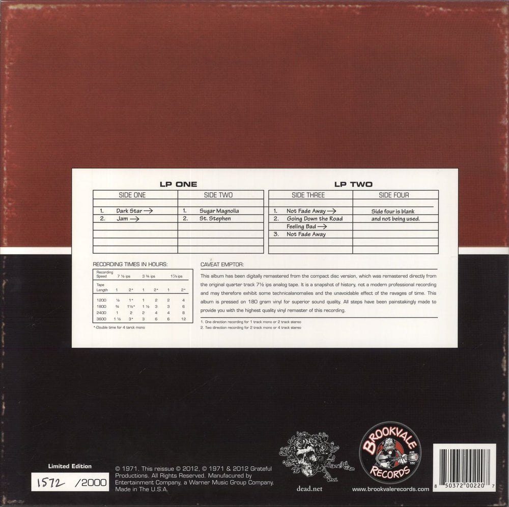 Grateful Dead Dick's Picks Volume Two: Columbus, Ohio 10/31/71 US 2-LP vinyl record set (Double LP Album) 850372002207