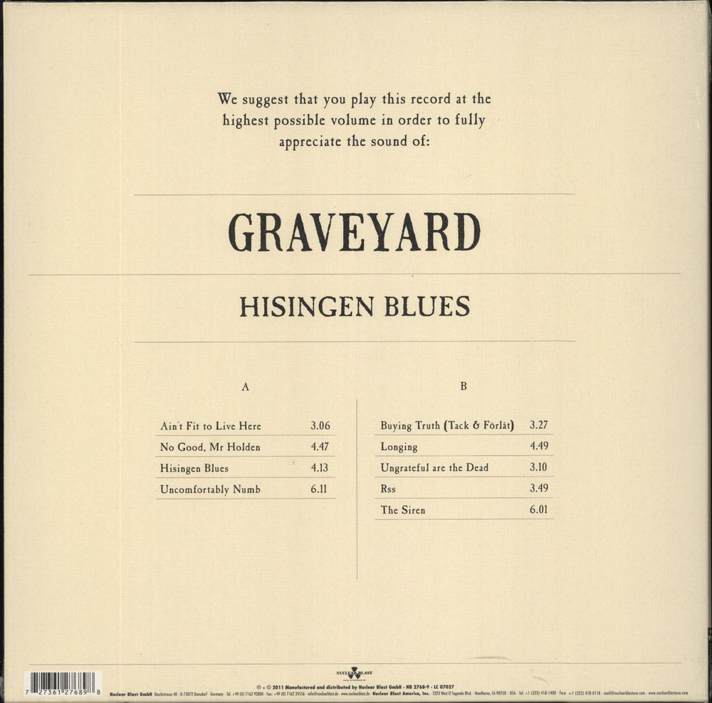 Graveyard Hisingen Blues - Sealed German vinyl LP album (LP record) 727361276898