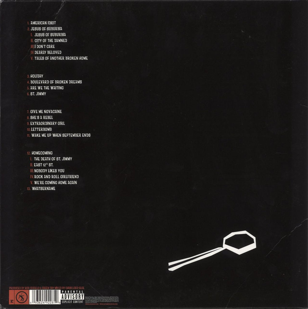 Green Day American Idiot - Red Marbled and White Marbled Vinyl UK 2-LP vinyl record set (Double LP Album) 093624922810