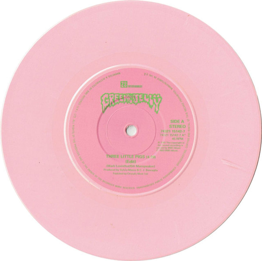 Green Jelly Three Little Pigs - Pink Vinyl UK 7" vinyl single (7 inch record / 45) GRJ07TH245794