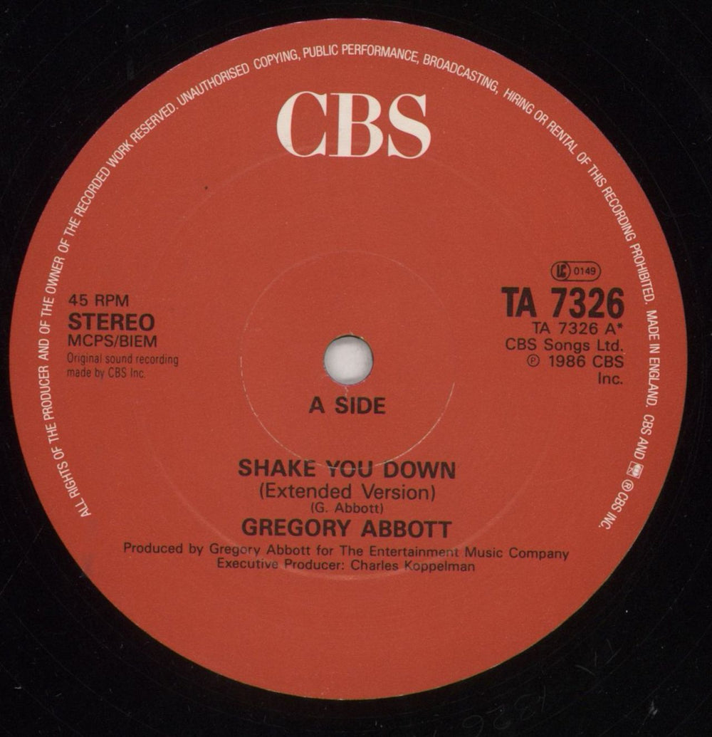 Gregory Abbott Shake You Down (Extended Version) UK 12" vinyl single (12 inch record / Maxi-single) GT512SH508691