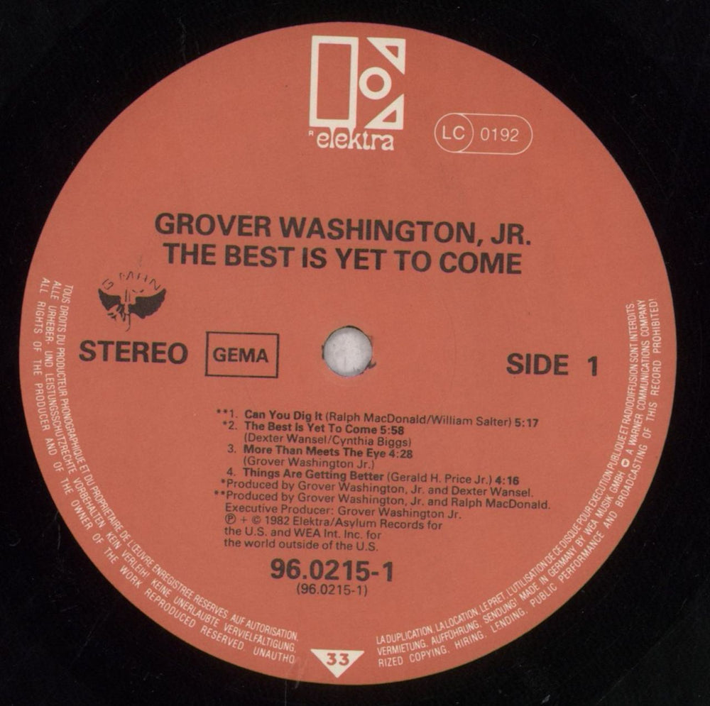 Grover Washington The Best Is Yet To Come German vinyl LP album (LP record) GWJLPTH575862