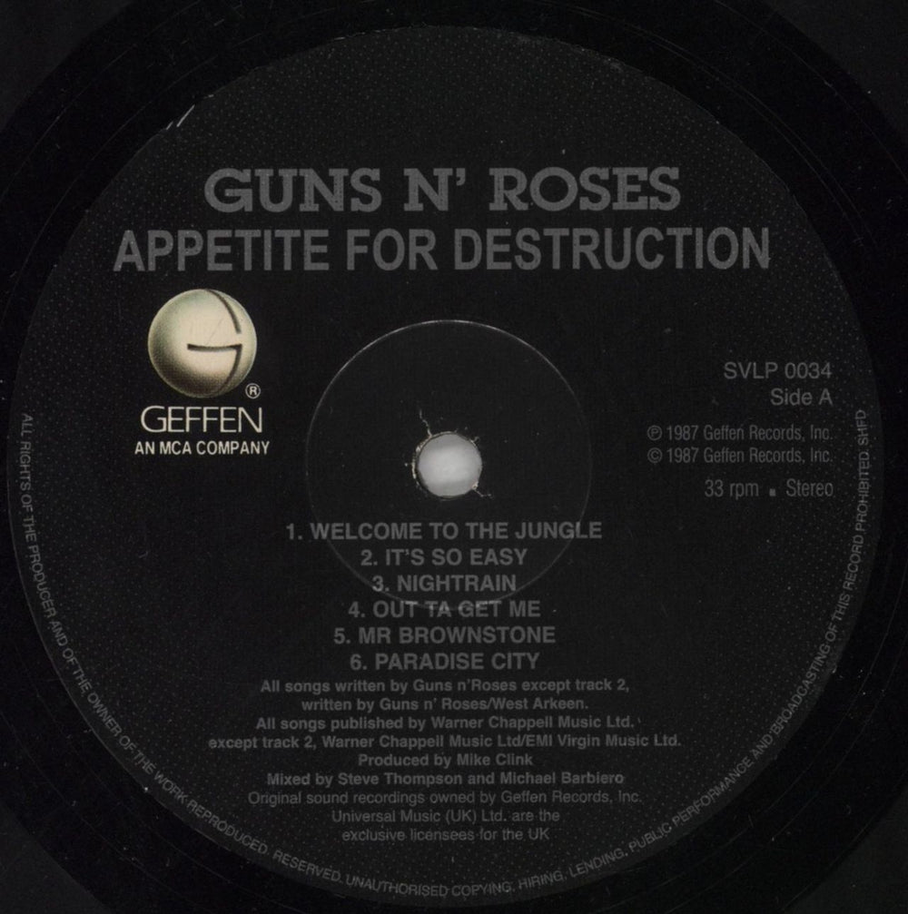 Guns N Roses Appetite For Destruction - 180 Gram Vinyl UK vinyl LP album (LP record) GNRLPAP849534