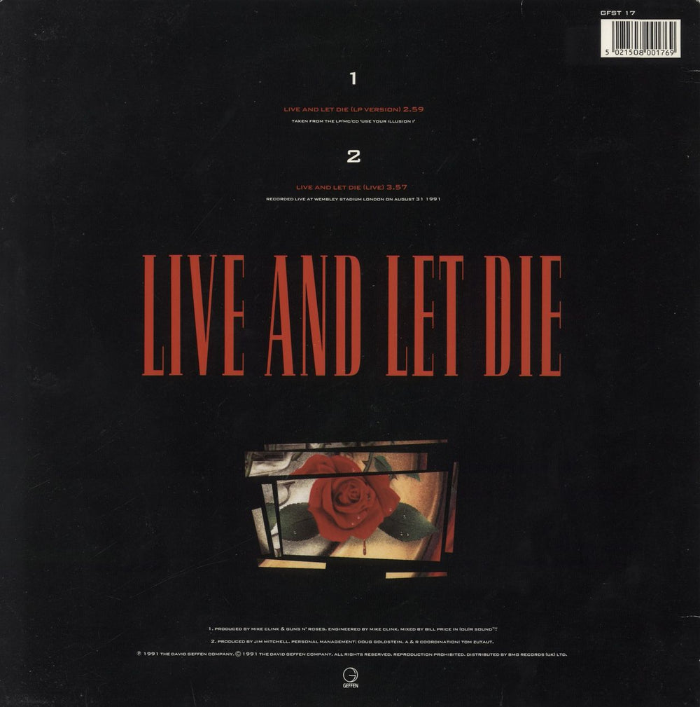 Guns N Roses Live And Let Die - Orange Vinyl - EX UK 12" vinyl single (12 inch record / Maxi-single) 5021508001769